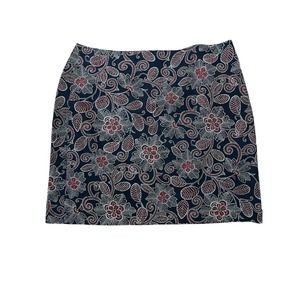 Talbots Stretch Cotton Navy Blue Red Floral Pencil Skirt 22w